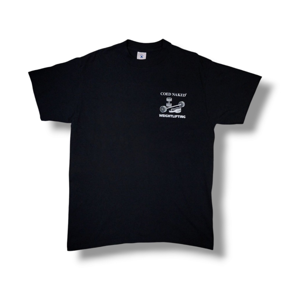 Vintage 90s Coed‎ Naked Weightlifting Single Stitch Black Delta T-Shirt Size L